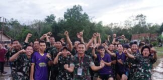 Jalin Silaturahmi, Satgas TMMD Kodim 0402/OKI Gelar Pertandingan Sepak Bola Antar Desa