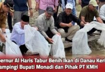 Gubernur Jambi Tebar 10.000 Benih Ikan di Bendungan PLTA Danau Kerinci