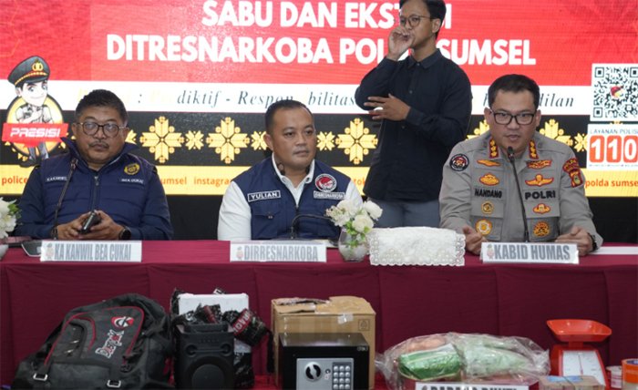 Polda Sumsel dan Bea Cukai Gagalkan Peredaran Narkoba Skala Besar, Ribuan Ekstasi serta Sabu Diamankan