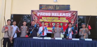 Polres Muratara Amankan Dua Tersangka dan Delapan Senpi Rakitan dalam Operasi Senpi Musi 2026