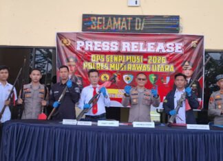 Polres Muratara Amankan Dua Tersangka dan Delapan Senpi Rakitan dalam Operasi Senpi Musi 2026