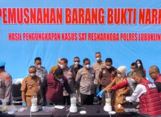 Polres Lubuk Linggau Musnahkan Barang Bukti Sabu Hasil Pengungkapan Empat Kasus