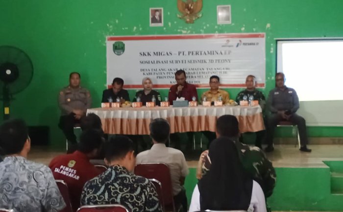 PT BGP dan Pertamina EP Sosialisasikan Survei Seismik 3D PEONY di Desa Talang Akar