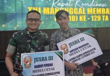 Kodim 0402/OKI-OI Raih Juara Lomba Karya Jurnalistik TMMD ke-128 Kategori Media Cetak