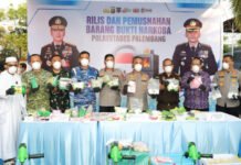 Polda Sumsel Musnahkan Barang Bukti Narkoba Senilai Puluhan Miliar