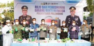 Polda Sumsel Musnahkan Barang Bukti Narkoba Senilai Puluhan Miliar