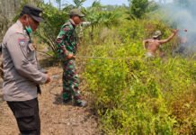 Babinsa Koramil 402-13/Sungai Menang Padamkan Karhutla di Desa Sidomulyo