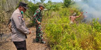 Babinsa Koramil 402-13/Sungai Menang Padamkan Karhutla di Desa Sidomulyo