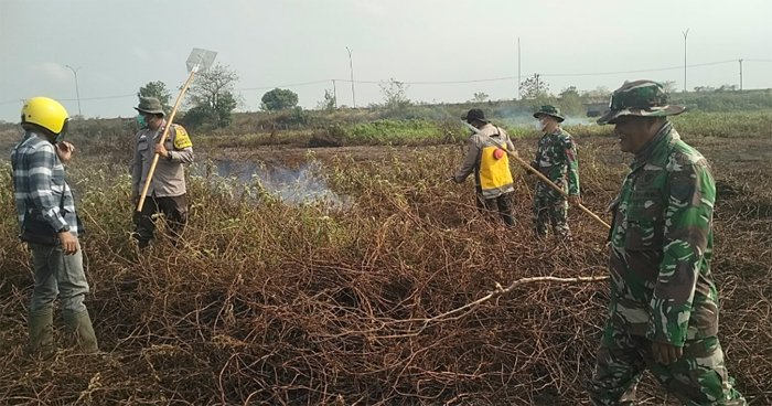 Babinsa Koramil 402-03/SP Padang Padamkan Karhutla Seluas 6 Hektare di Desa Batun Baru