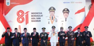 Dandim 0402/OKI-OI Hadiri Upacara HUT ke-81 Kemerdekaan RI di Tanjung Senai