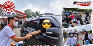 Gerakan 10.000 Masker, PGK OKI Bagikan Masker Gratis di Tengah Kabut Asap Karhutla