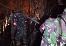 Berjuang Hingga Malam, Babinsa dan BPBD Jinakkan Karhutla 1 Hektare di Ogan Ilir