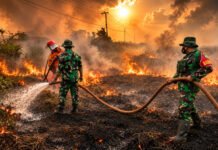 Babinsa Koramil 402-03/SP Padang Berjibaku Padamkan Karhutla Seluas 2 Hektare di Desa Batun
