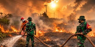 Babinsa Koramil 402-03/SP Padang Berjibaku Padamkan Karhutla Seluas 2 Hektare di Desa Batun