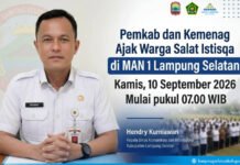 Hujan Tak Kunjung Turun, Pemkab dan Kemenag Ajak Warga Salat Istisqa di MAN 1 Lampung Selatan