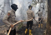 11 Personel BKO Polda Sumsel Padamkan Karhutla di Tulung Selapan OKI