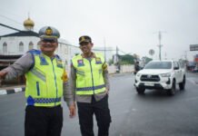 Kapolres OKI Pantau Arus Lalu Lintas di Simpang Dayat Kayuagung