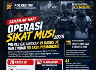Sembilan Hari Operasi Sikat Musi, Polres OKI Ungkap 19 Kasus 3C dan Tindak 50 Aksi Premanisme
