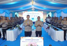 Estafet Kepemimpinan Polres OKI Berganti, AKBP Eko Rubiyanto Serahkan Tongkat Komando ke AKBP Agung Adhitya